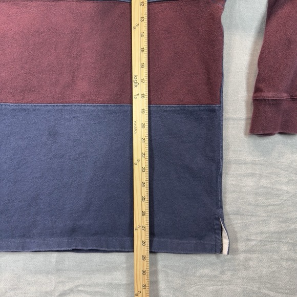 Polo Ralph Lauren Rugby Shirt Mens XL Blue Burgundy Striped Crest Heavyweight - Picture 10 of 11